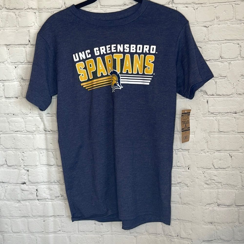 Boys UNC Greensboro Spartans Gold and‎ Blue Short Sleeve Tshirt size xl, new